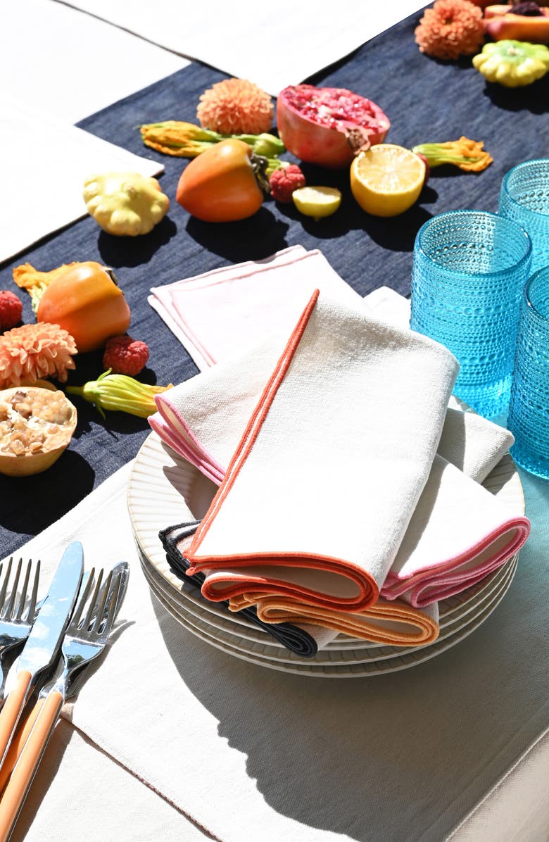 ATELIER SAUCIER Ménage à Quatre Set of 4 Burlap Rainbow Reclaimed Napkins, Alternate, color,