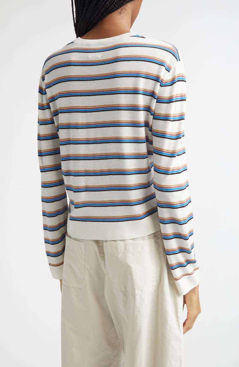 LESET James Stripe Merino Wool Crewneck Sweater, Alternate, color, Parch/Choco/Blue Stripe