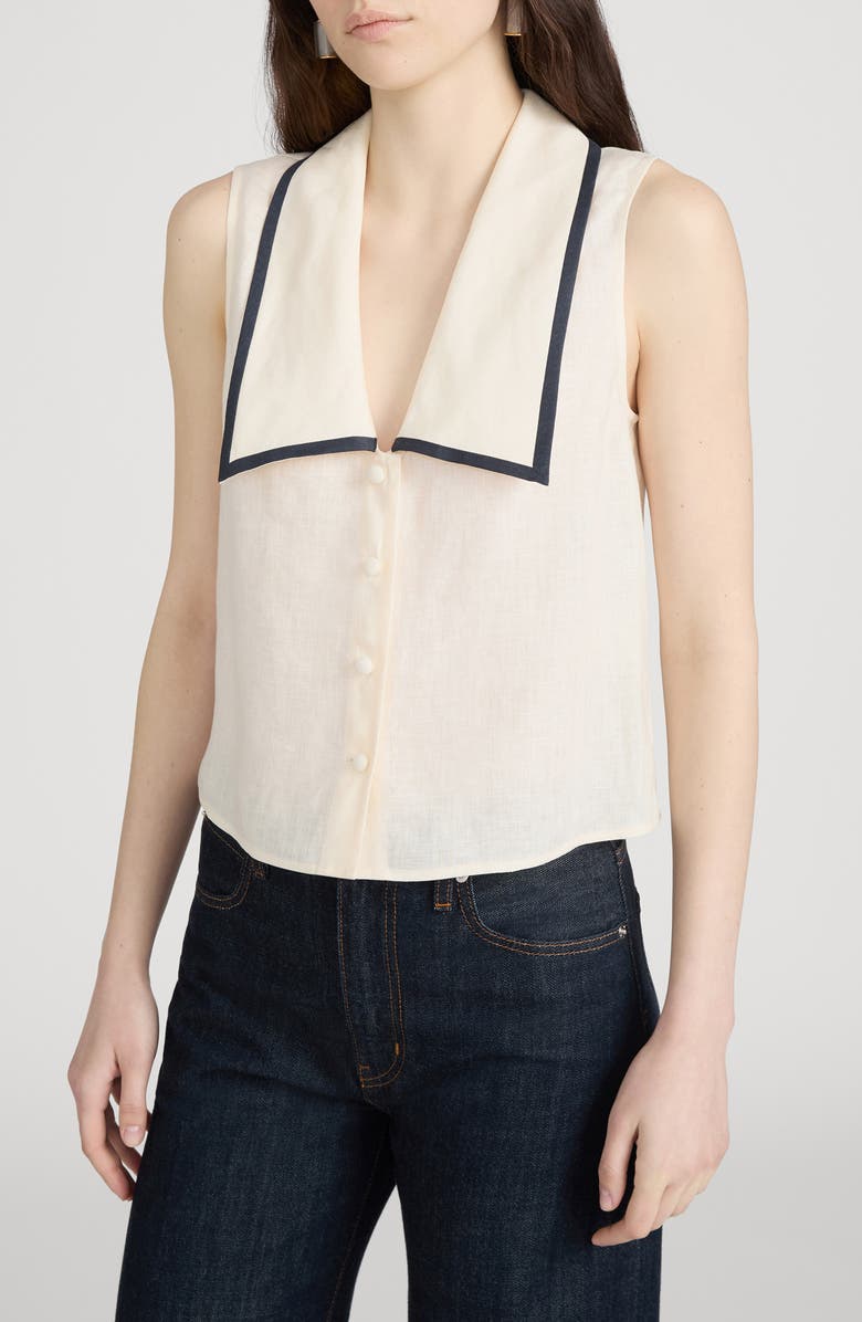 FRAME The Cabana Linen Button-Up Top, Alternate, color, Cream Multi