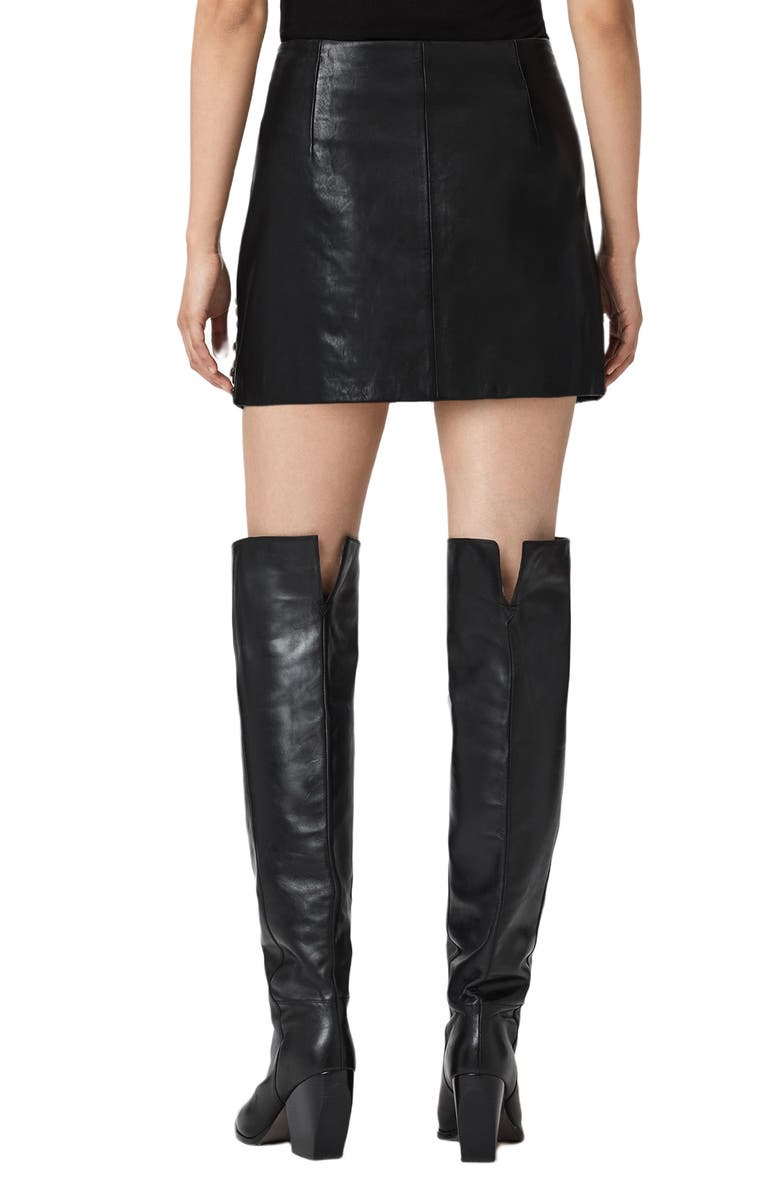 AllSaints Wilder Stud Embellished Leather Miniskirt, Alternate, color, Black