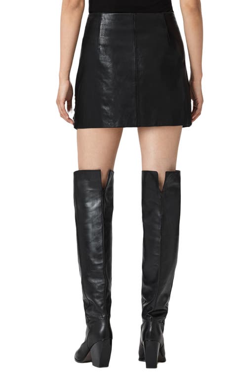 Allsaints Wilder Stud Embellished Leather Miniskirt In Black