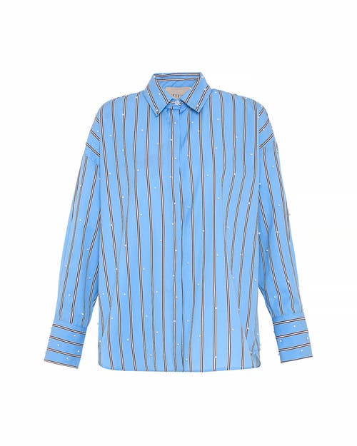 Theo The Label Echo Pearly Shirt In Blue