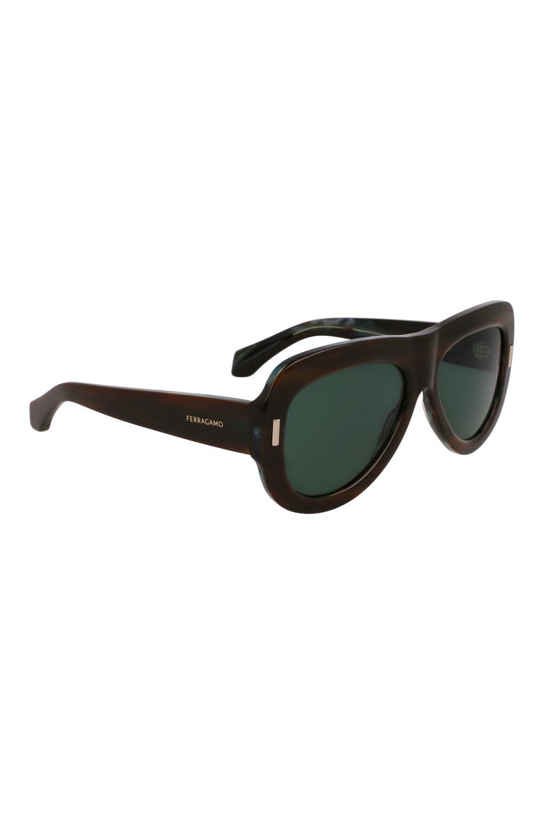 Rivets 57mm Aviator Sunglasses, Alternate, color, STRIPED BROWN GREEN