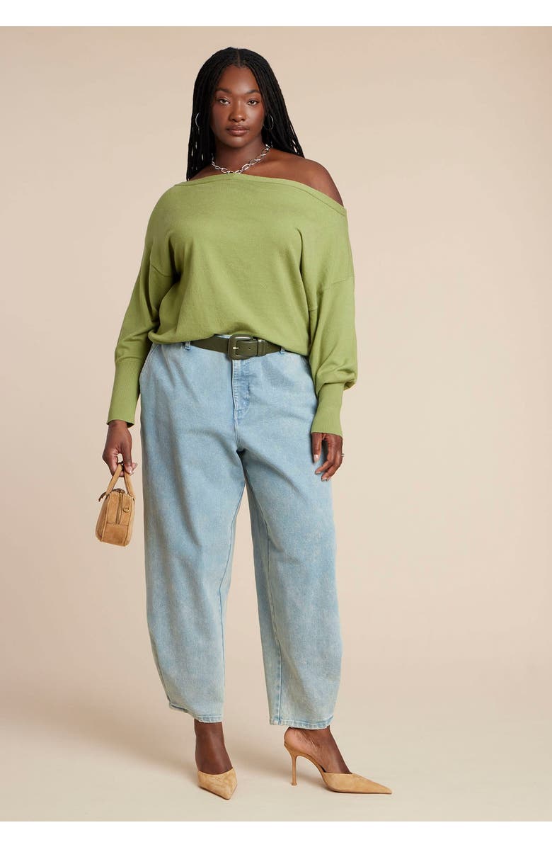 ELOQUII Slouchy Sweater, Alternate, color, Chartreuse