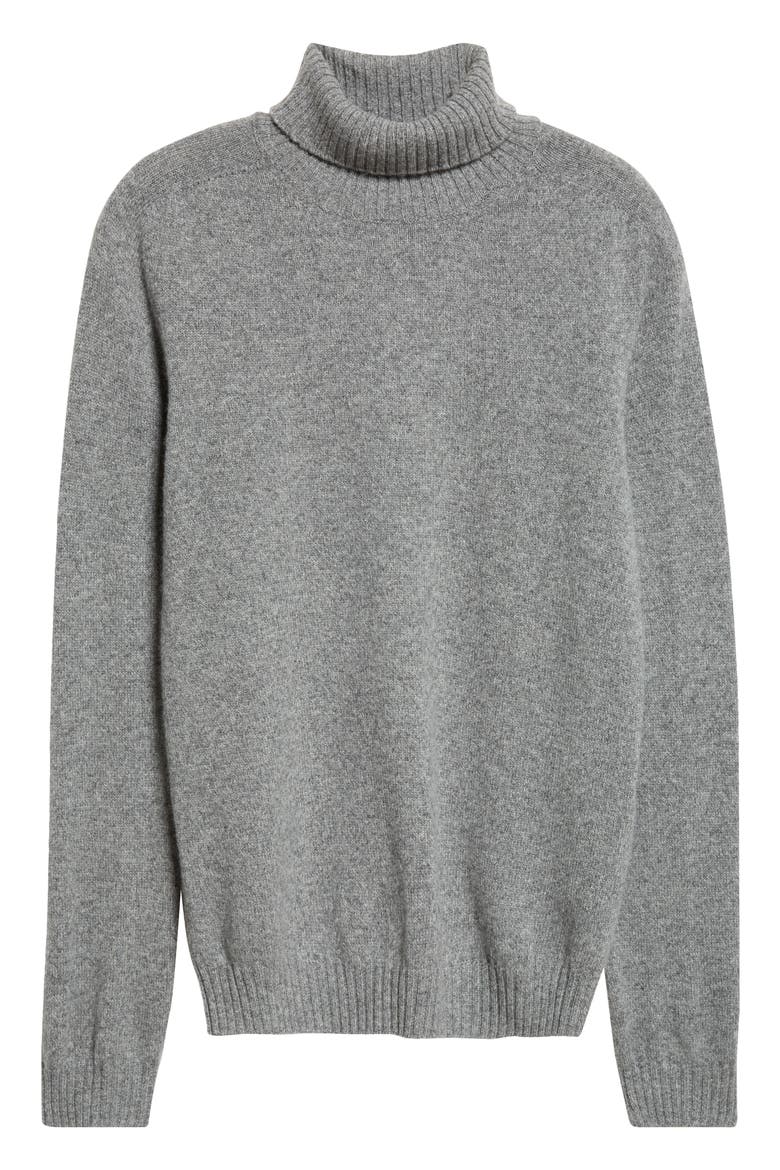 Heathered Grey Wool & Cashmere Turtleneck, Alternate, color, GREY