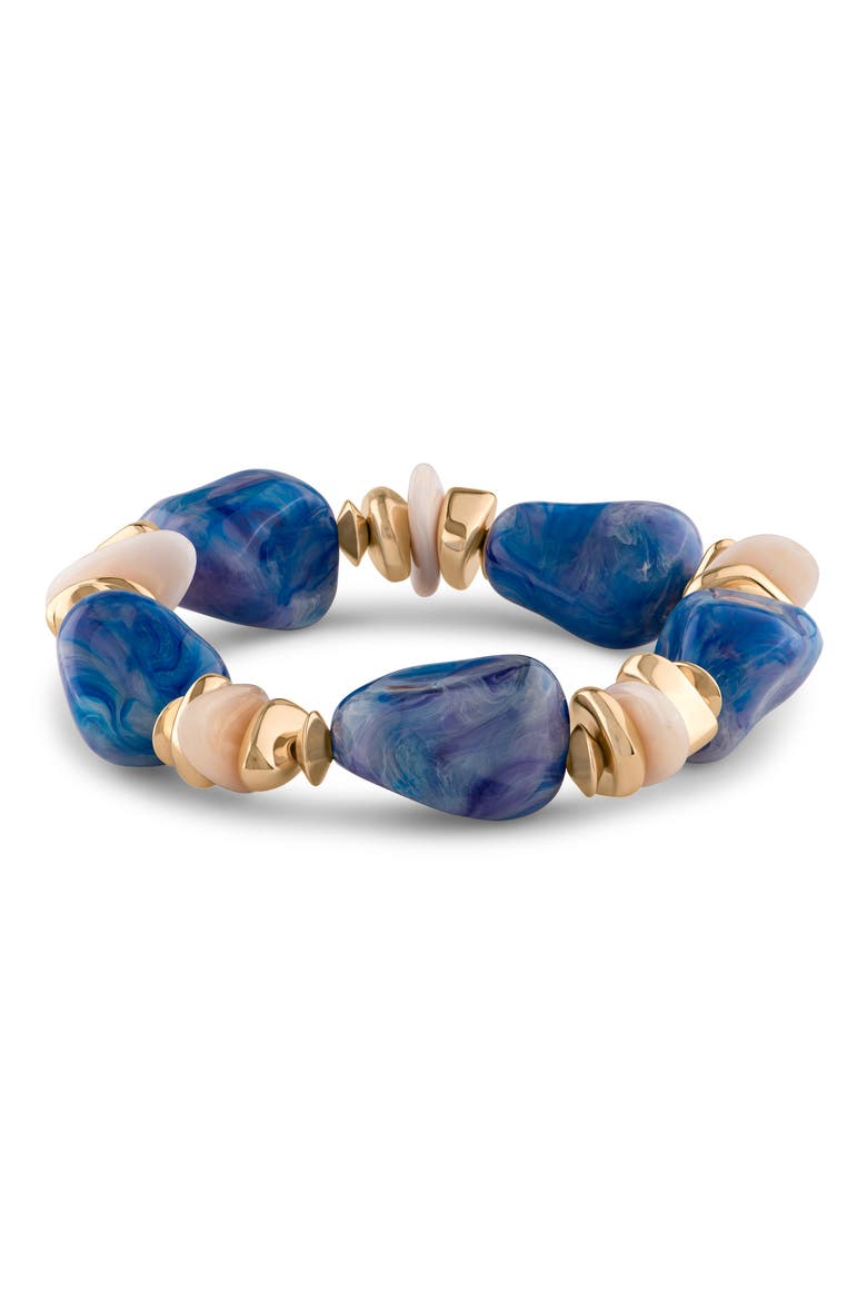 Acrylic Stone Stretch Bracelet, Main, color, BLUE/ GOLD