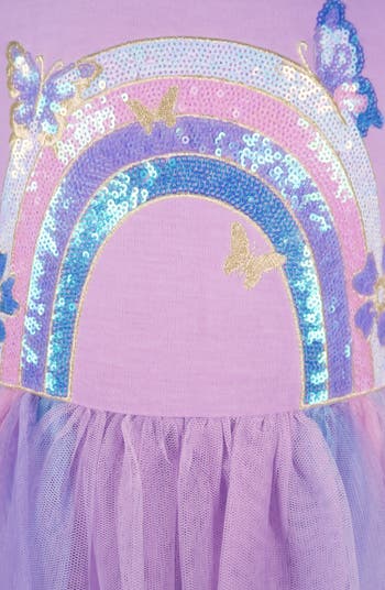 Kids' Three Quarter Sleeve Rainbow Tutu Dress