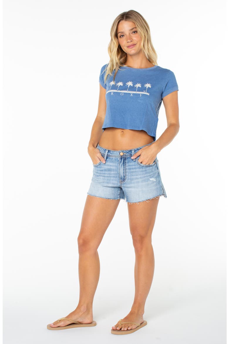 Five Palm Stripe Graphic Crop T-Shirt, Alternate, color, BLUE HORIZON