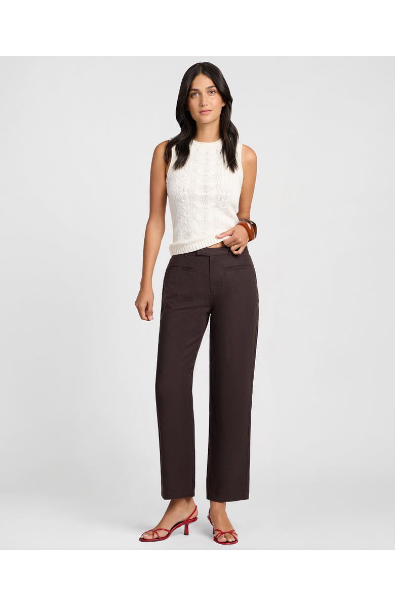 Onia Air Linen Mid-Rise Pant, Alternate, color, Espresso