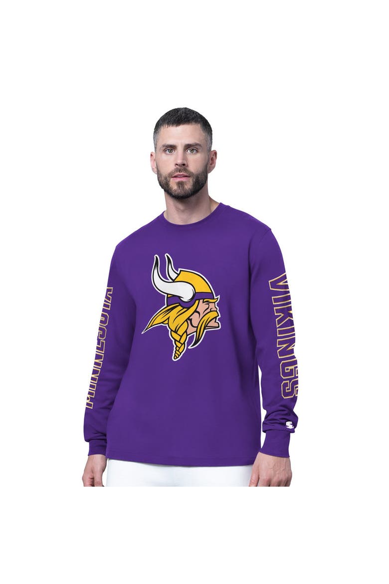 Men's Starter Purple Minnesota Vikings Clutch Hit II Long-Sleeve T-Shirt, Main, color, Purple