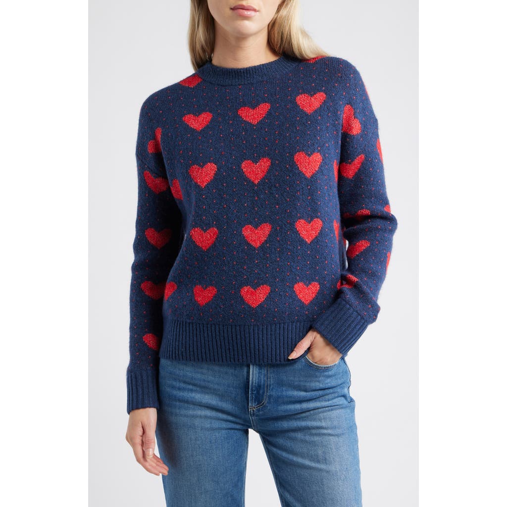 Caslonr Caslon(r) Jacquard Heart Crewneck Sweater In Blue