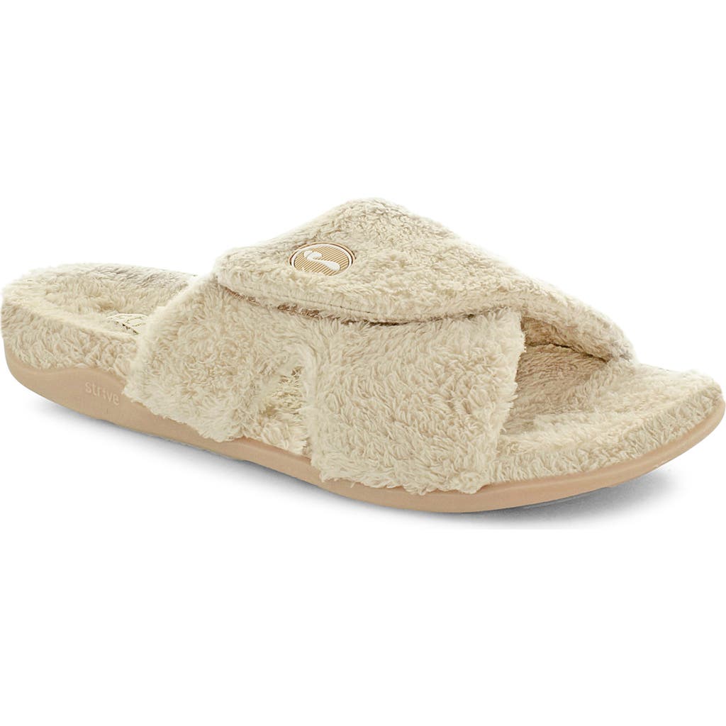 Strive Zoey Faux Fur Slipper In Neutral