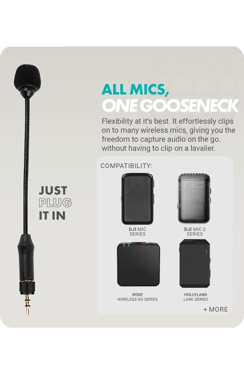MOVO MV-M101 Gooseneck Omnidirectional Lavalier Microphone- Compatible with DJI Mic/Rode Wireless Go Series Wireless Transmitters, Alternate, color, Black