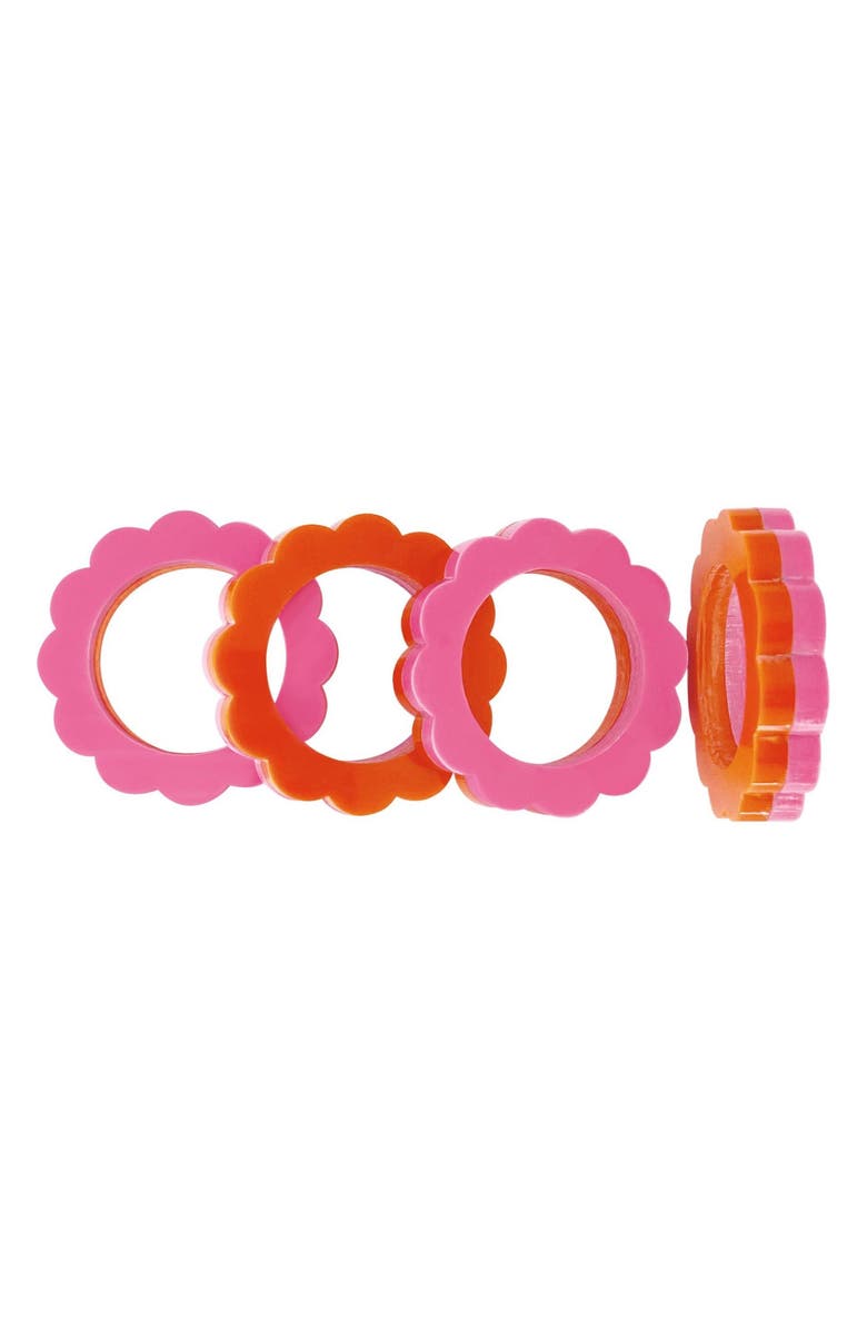 Mariposa Set of 4 Scallop Napkin Rings, Main, color, Orange And Pink