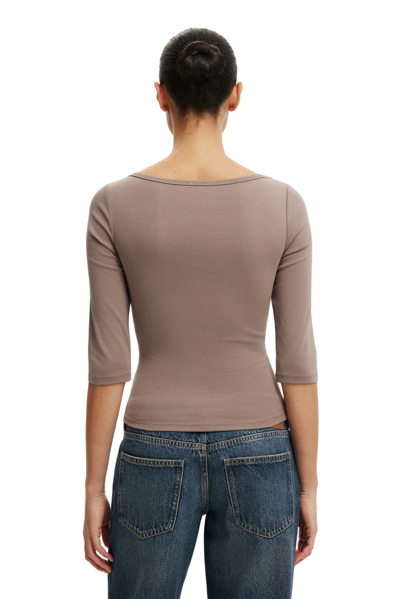 Women's 90S Boatneck ¾ Sleeve, Alternate, color, Washed Mocha