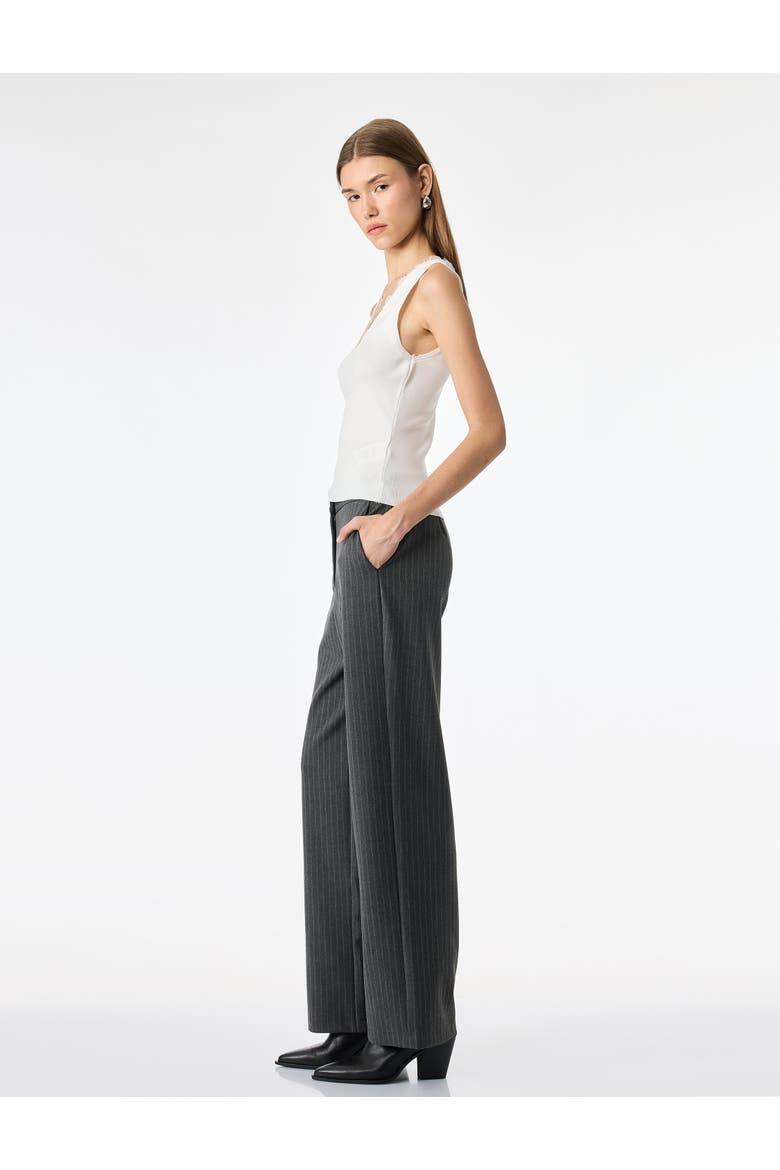 Pinstriped Wide Leg Trousers With Pockets, Alternate, color, Gray Striped