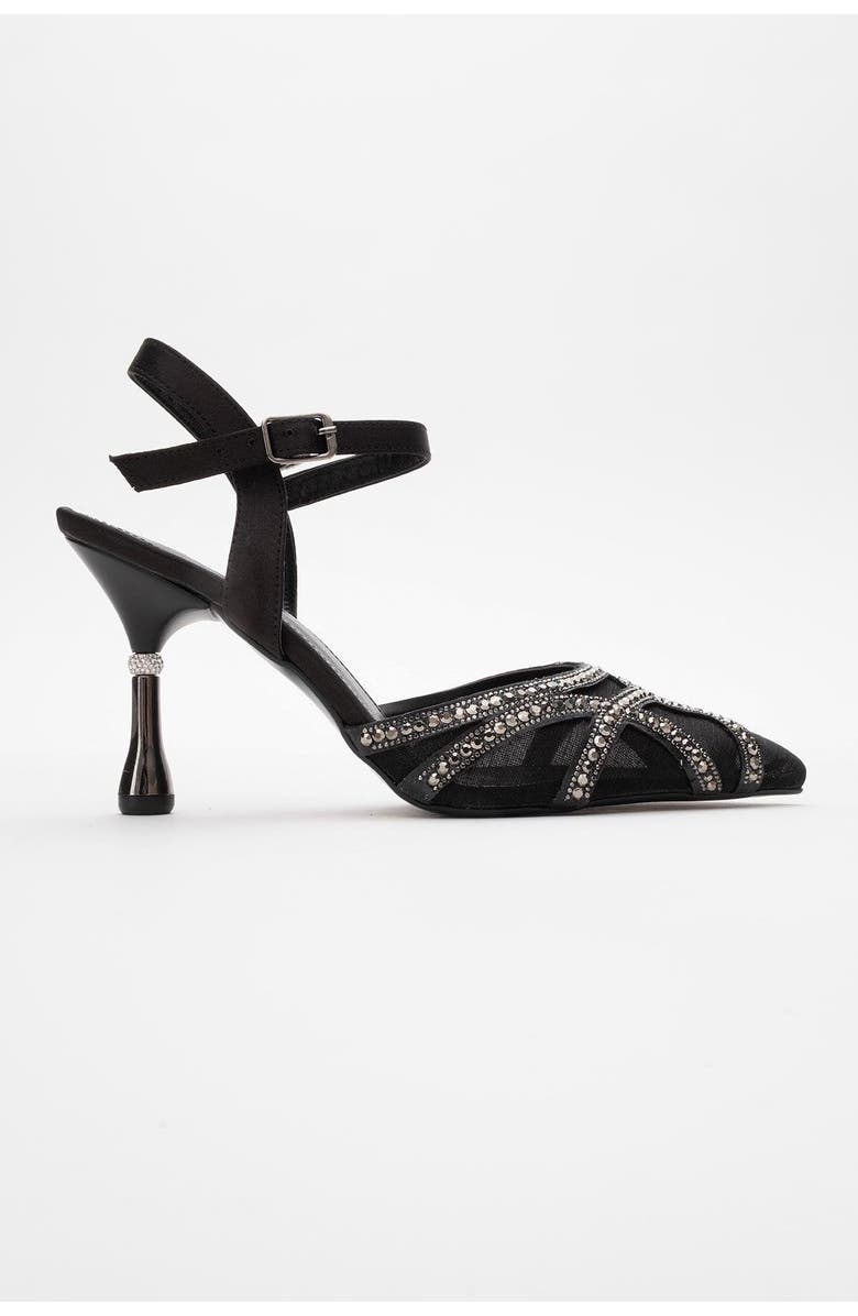 Prologue Shoes Volby Embellished Pointed Toe Pump, Alternate, color, Black Satin