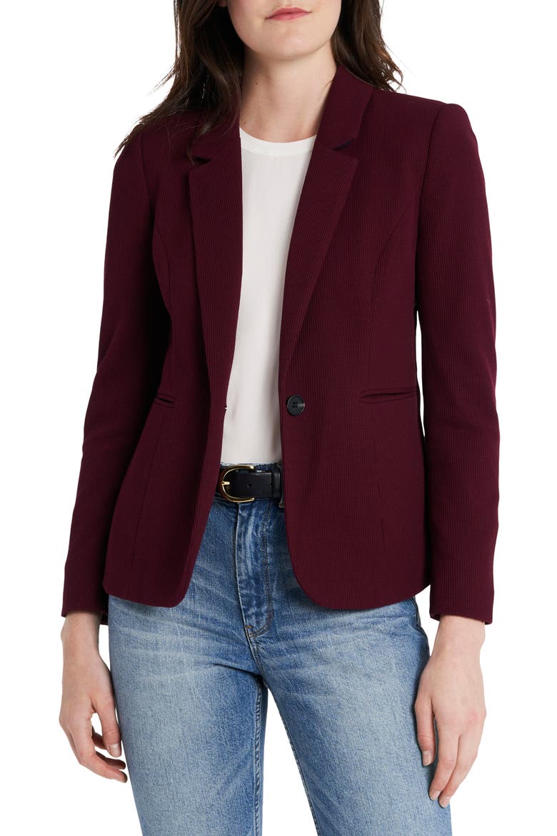 1.STATE Stretch Waffle Knit Blazer, Main, color, COLLINS RED