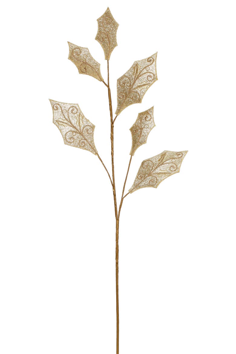 Elegant Holly Leaf Spray, Set of 12, Main, color, Gold