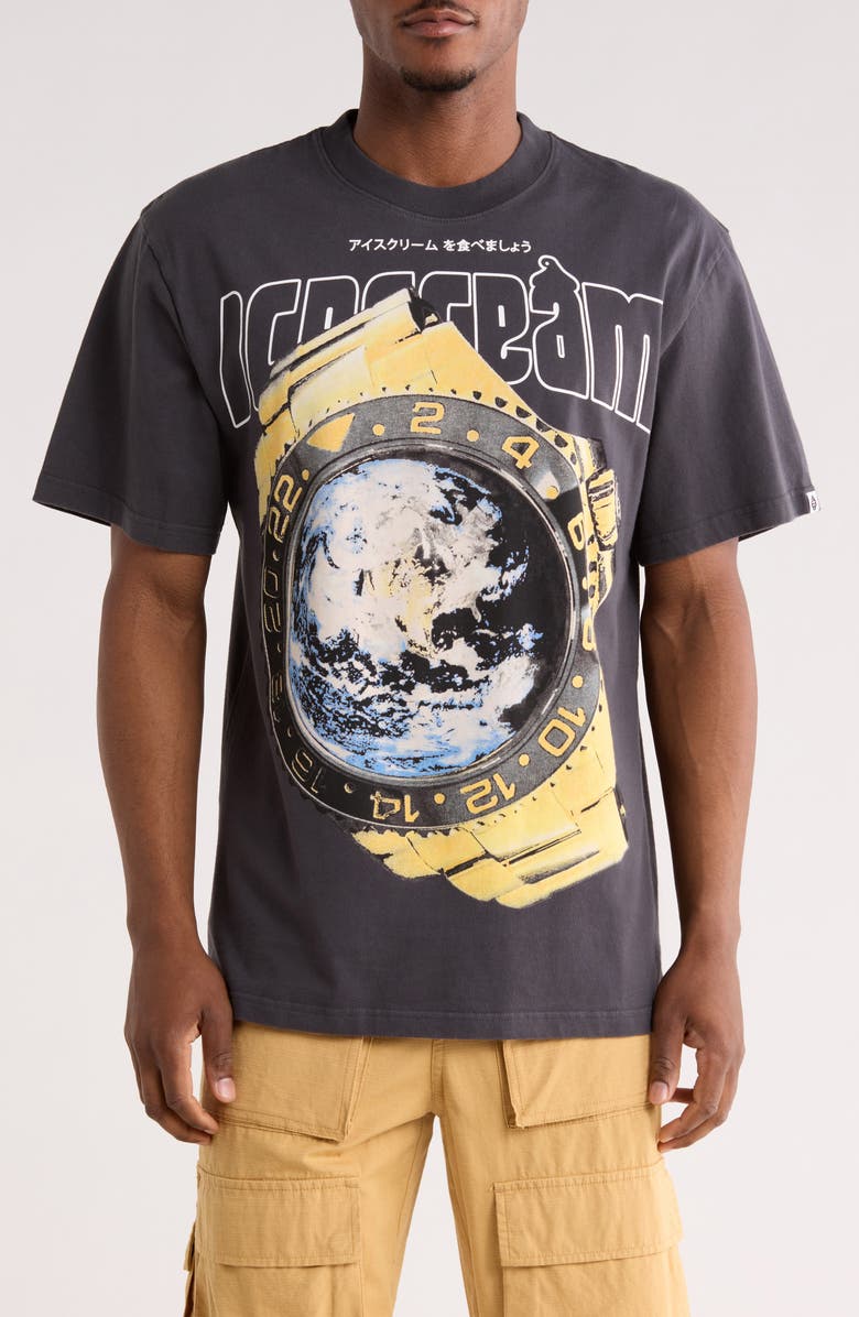 ICECREAM Worldwide Graphic T-Shirt, Main, color, Charcoal Art