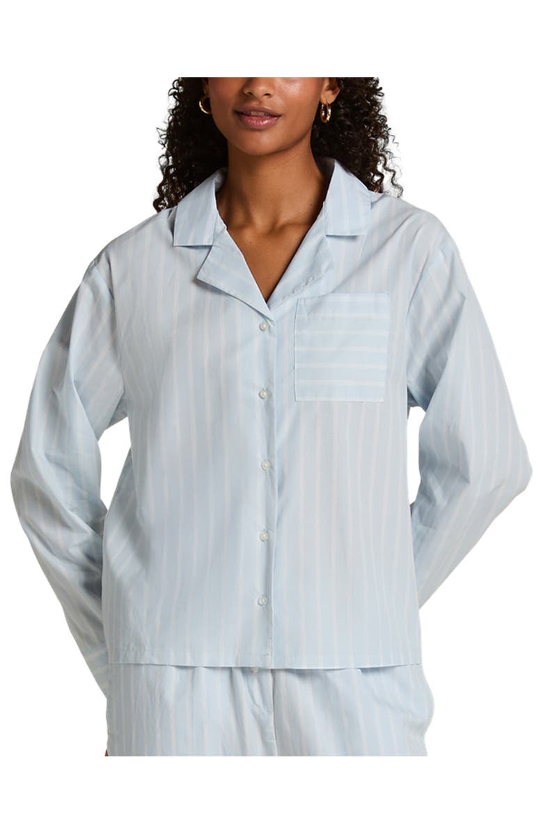 Hunkemöller Woven Cotton Stripe Jacket, Main, color, Xenon Blue