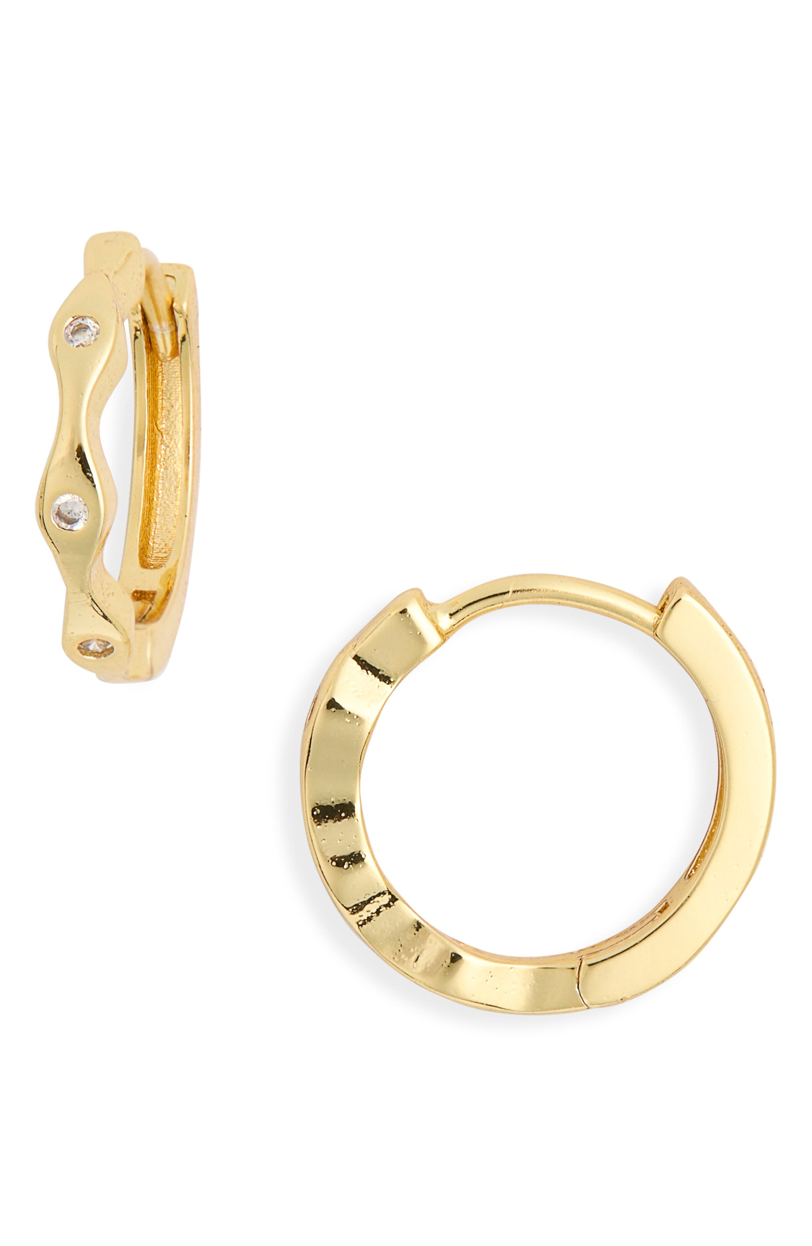 Cubic Zirconia Accent Huggie Hoop Earrings