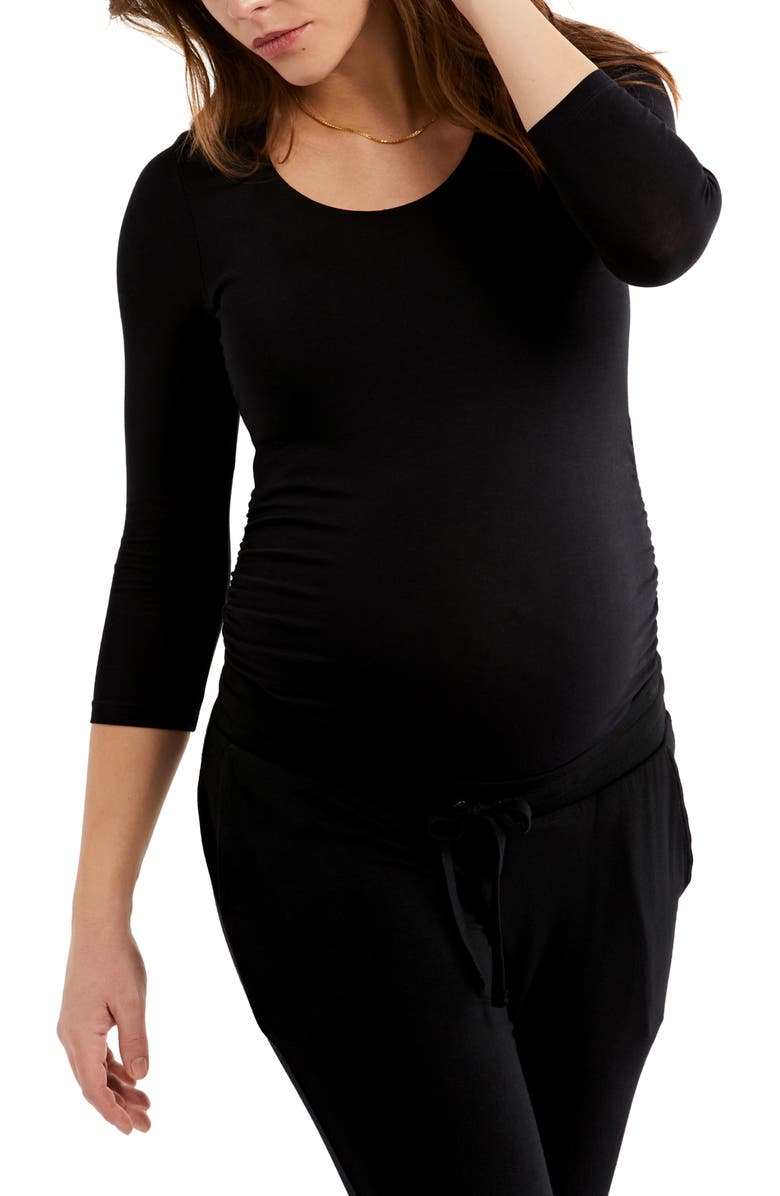 A PEA IN THE POD Luxessentials Ruched Three-Quarter Sleeve Maternity/Postpartum Top, Main, color,