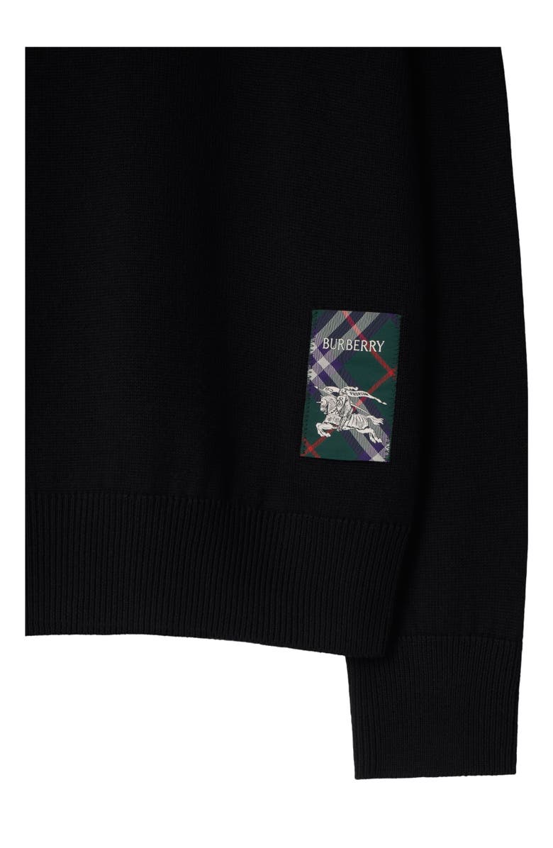 Burberry Check Label Wool Sweater, Alternate, color, Black