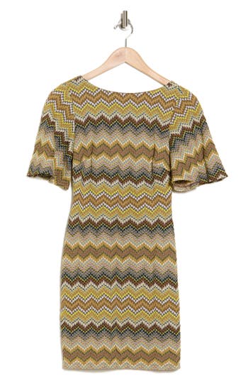 Shop Donna Morgan For Maggy Flutter Sleeve Sheath Dress In Neutral Combo