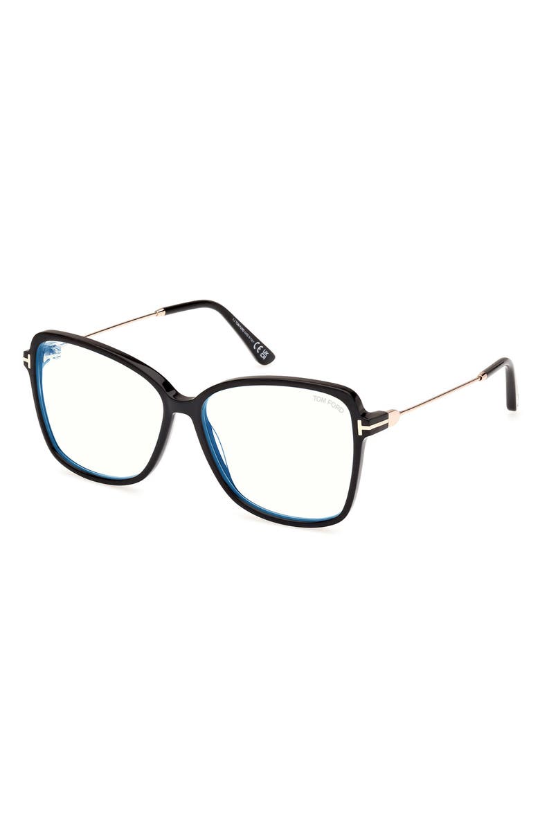 TOM FORD 53mm Butterfly Blue Light Blocking Glasses, Alternate, color, 