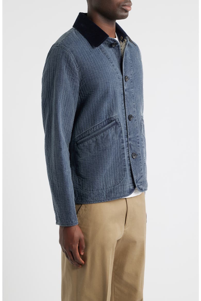 Washed Indigo Removable Collar Quilted Jacket, Alternate, color, INDIGO