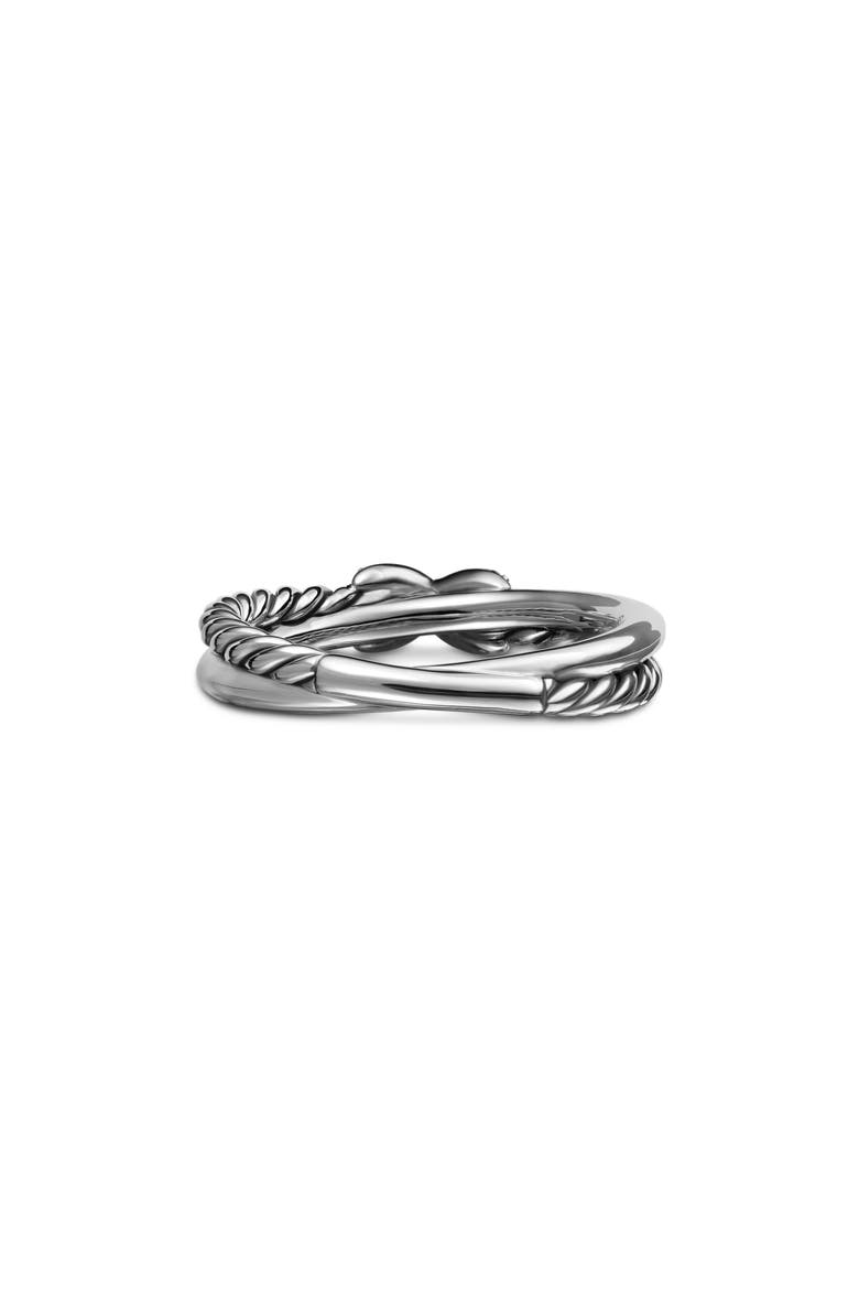 Petite X Ring in Sterling Silver with Diamonds, 4mm, Alternate, color, SILVER/ DIAMOND