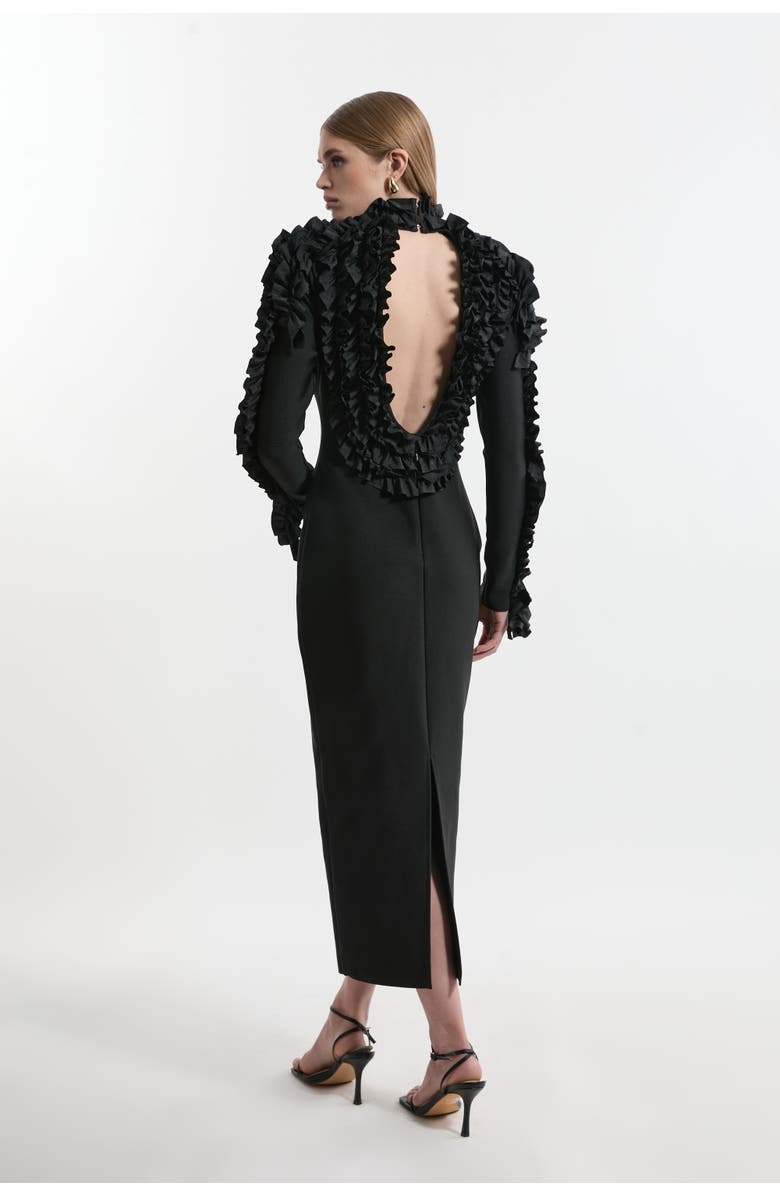 Karen Millen Bandage Rosette Midi Dress, Alternate, color, Black