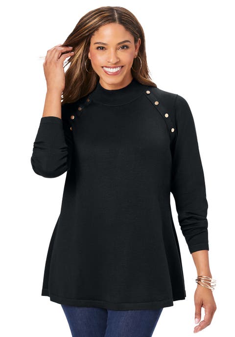 Gold Button Mockneck Sweater