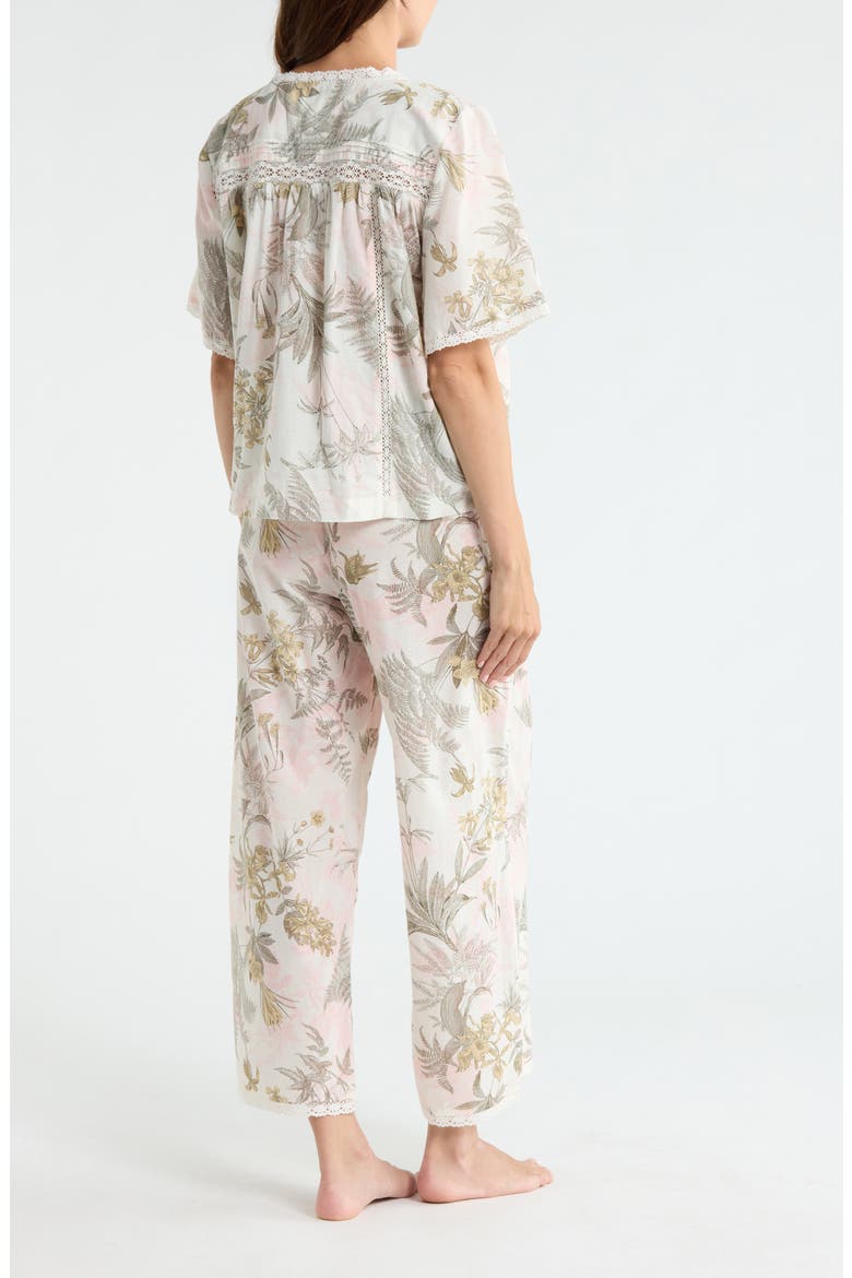 Peached Cotton Lawn Pajama Set, Alternate, color, IVORY- OLIVE FERN TOILE
