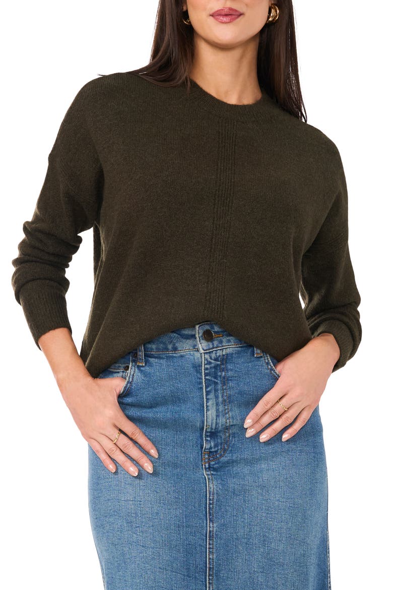 Cropped Crewneck Sweater, Main, color, DARK OLIVE