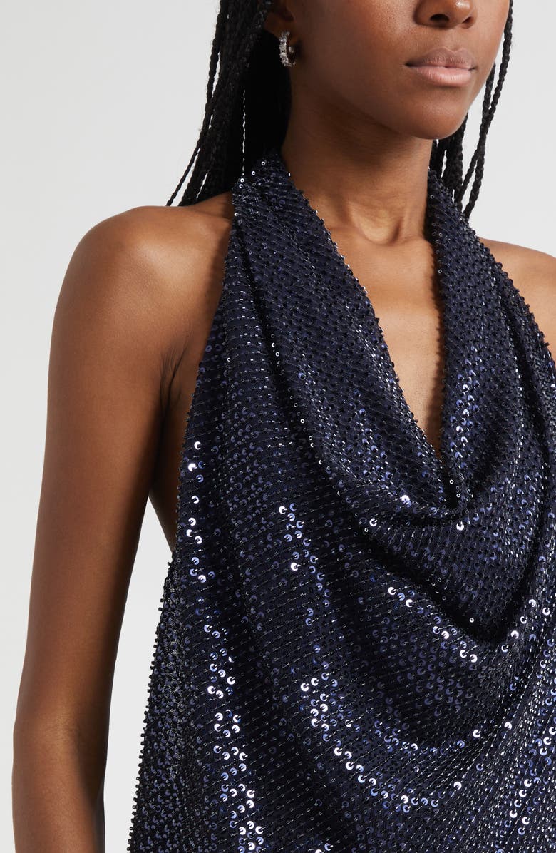 Ramy Brook Alice Sequin Halter Top, Alternate, color, Navy Beaded Mesh