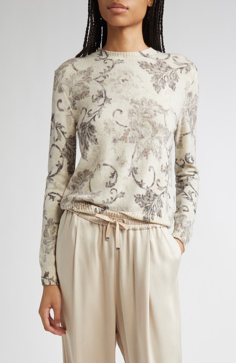 Herno Floral Print Wool Sweater, Main, color, Rosa