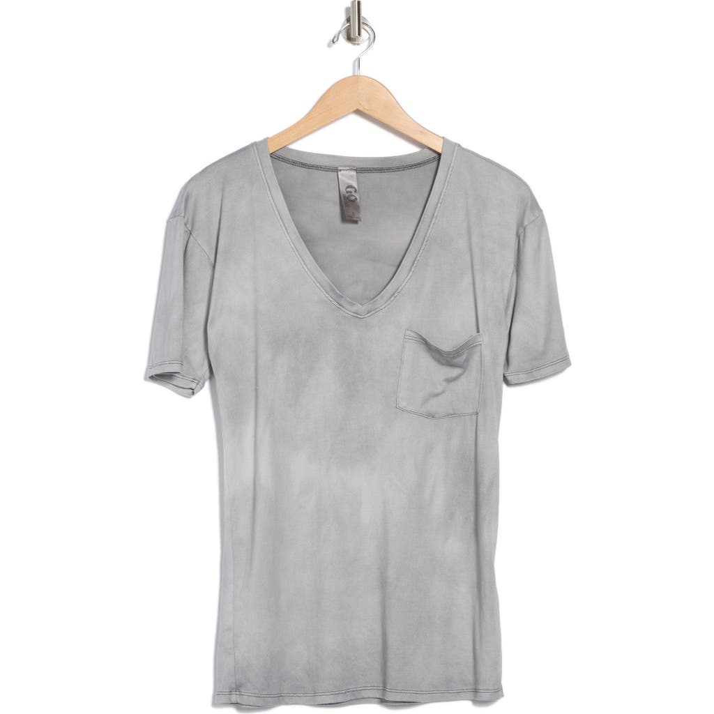 Go Couture Slub V-neck Pocket T-shirt In Charcoal