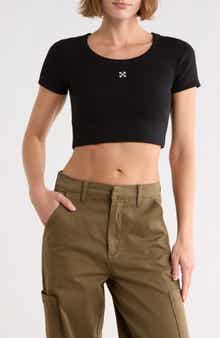 Off-White Ribbed Crop T-Shirt