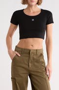 Off-White Ribbed Crop T-Shirt