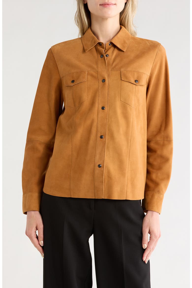 Leather Shirt, Main, color, CARAMEL