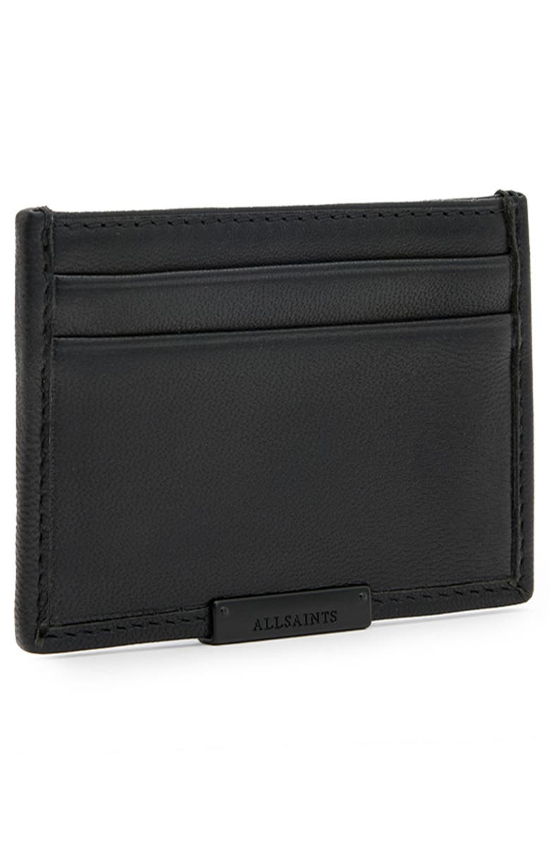 AllSaints Dove Leather Cardholder, Alternate, color, Black