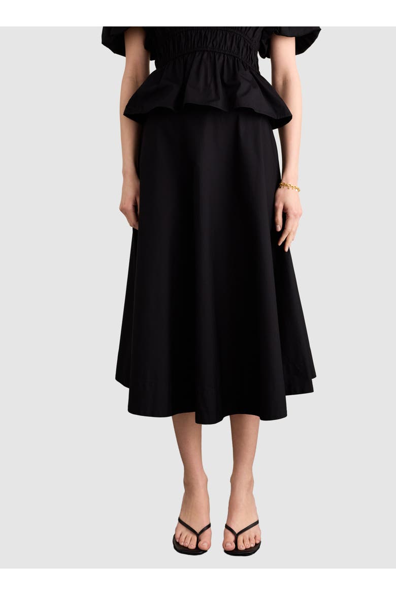Loretta Organic Cotton Midi Skirt, Main, color, Caviar Black