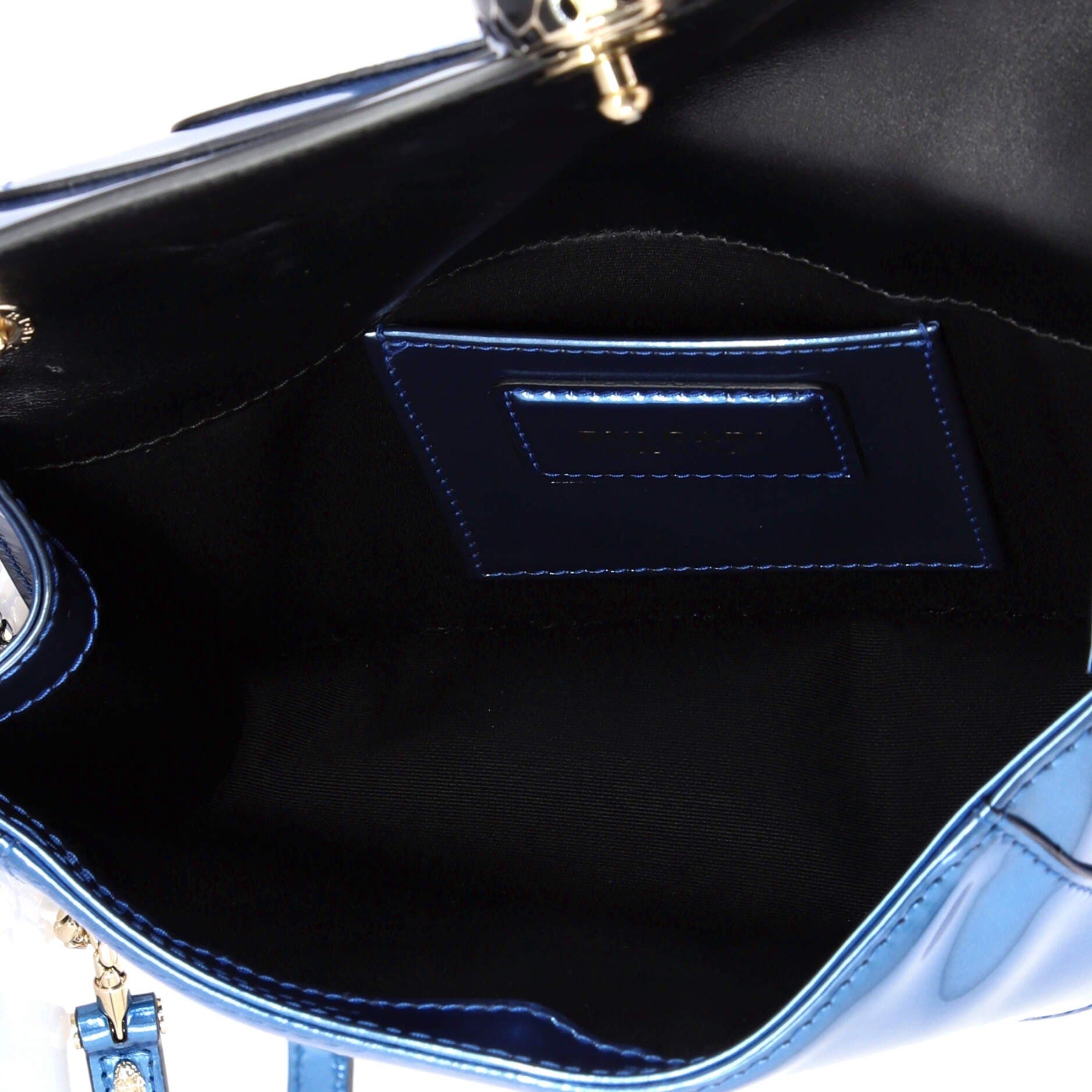 Serpenti Forever Shoulder Bag Metallic Leather Small, Alternate, color, Blue