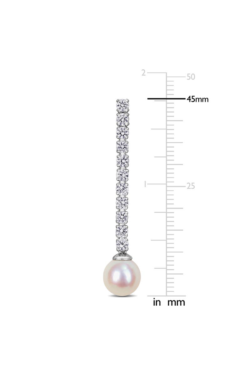 Julianna B. Pearl & Created White Sapphire Dangle Earrings, Alternate, color, White Gold