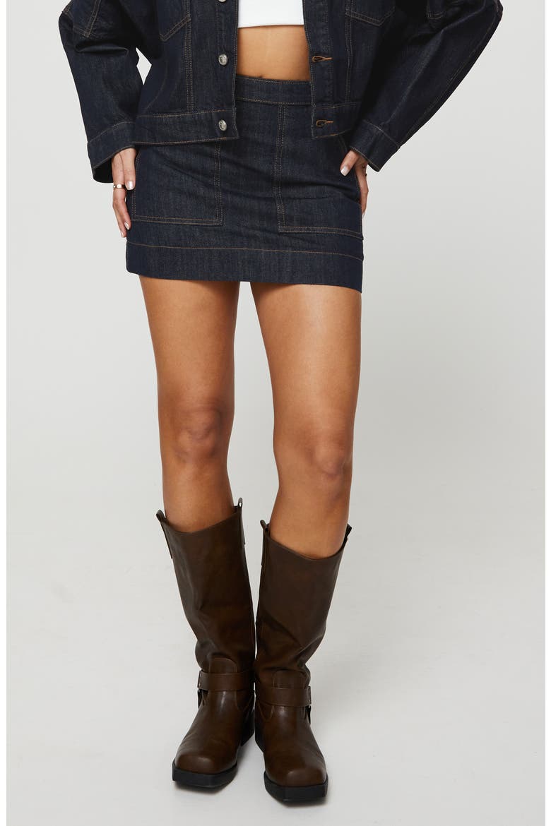 Hughes Patch Pocket Denim Miniskirt, Main, color, BLUE