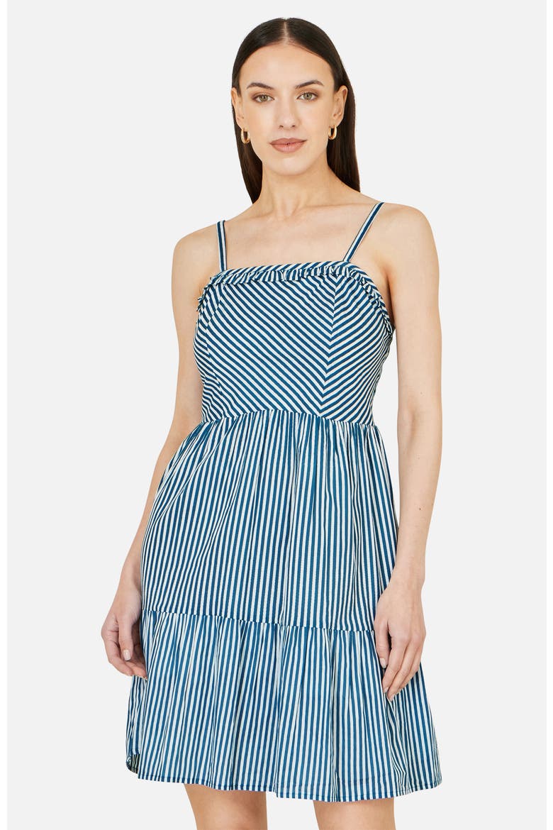 Stripe Cotton Mini Sun Dress, Main, color, Blue