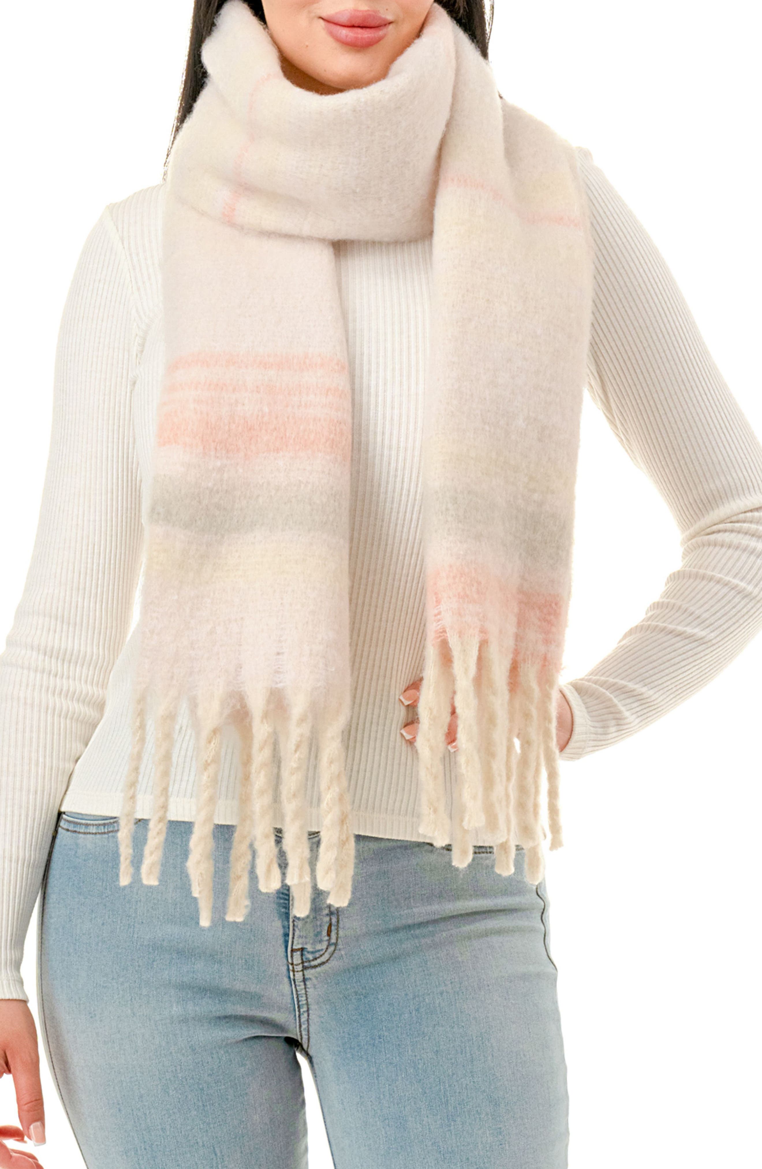 MARCUS ADLER Stripe Fringe Scarf