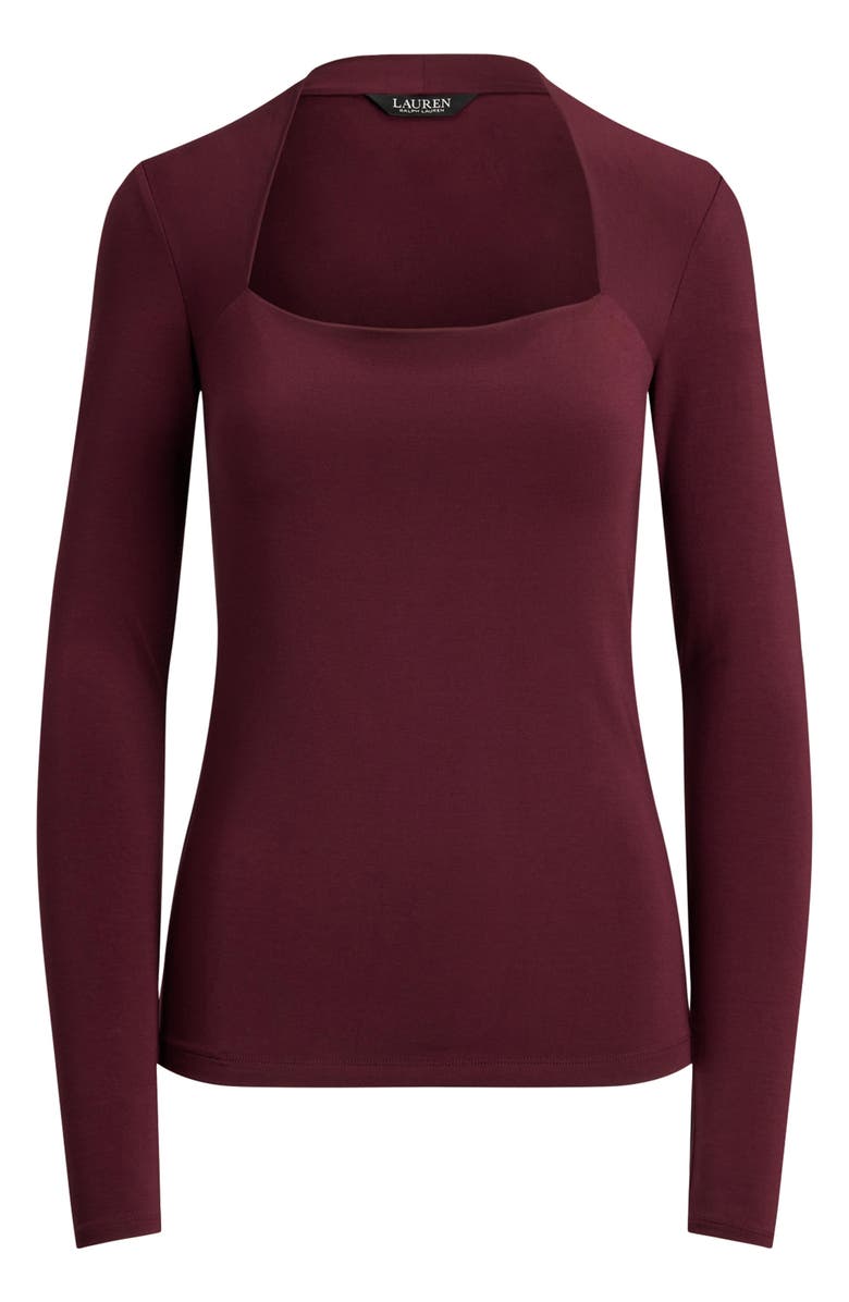 Lauren Ralph Lauren Ranier Jersey Top, Alternate, color, Dark Garnet